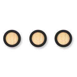 Perchero de Pared HUB de 3 Ganchos de Madera Negro, 7x7x7 cm