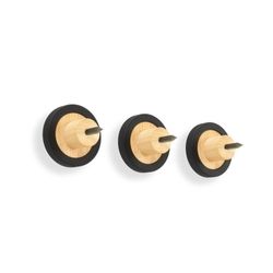 Perchero de Pared HUB de 3 Ganchos de Madera Negro, 7x7x7 cm