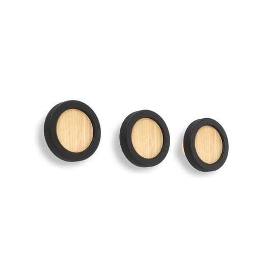 Perchero de Pared HUB de 3 Ganchos de Madera Negro, 7x7x7 cm