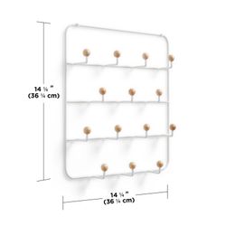 Wandgarderobe aus weißem Metall, 36x9x60 cm, 14 Haken