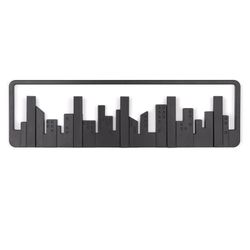 Appendiabiti da parete Skyline nero, 50x15x3 cm, 5 ganci