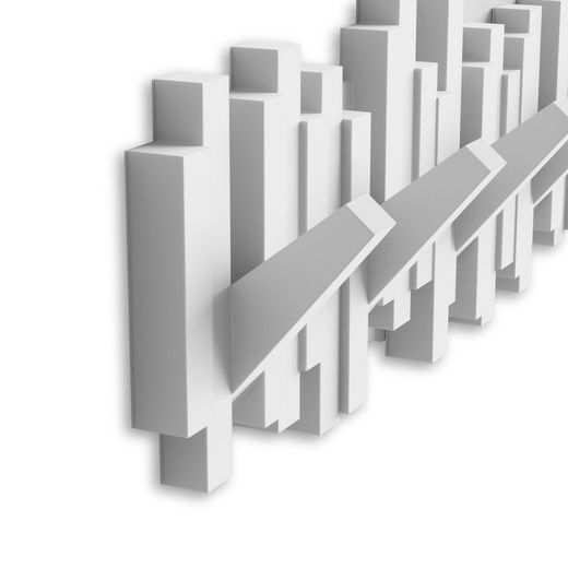 Porte-manteau mural blanc à 5 crochets, 49 x 3 x 18 cm