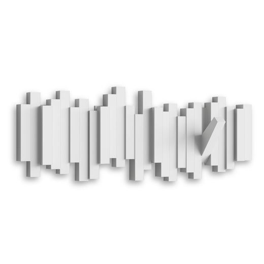 Porte-manteau mural blanc à 5 crochets, 49 x 3 x 18 cm