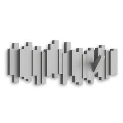 Porte-manteau mural Stick gris, 49x18x3 cm, 5 patères