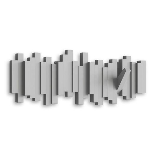 Porte-manteau mural Stick gris, 49x18x3 cm, 5 patères