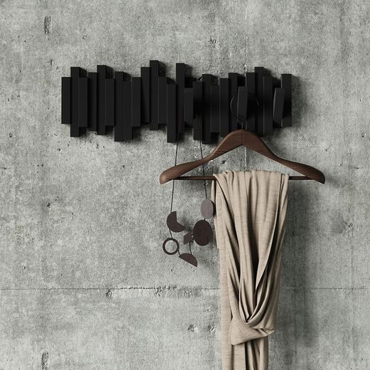 Black Stick väggrockställ 5 krokar, 49 x 3 x 18 Cm