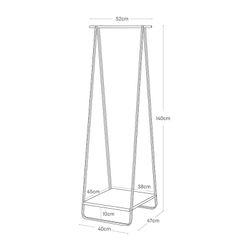 Staande kapstok van staal en hout in wit en naturel, 52 x 47 x 140 cm | Toren