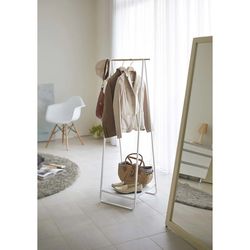 Staande kapstok van staal en hout in wit en naturel, 52 x 47 x 140 cm | Toren