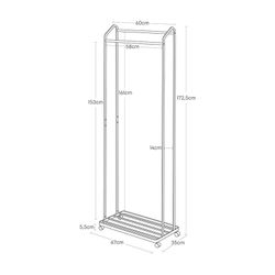 Standgarderobe aus Stahl und Holz in Weiß und Natur, 67 x 35 x 172,5 cm | Turm