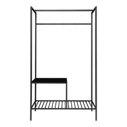 Staande kapstok van staal en hout in zwart, 101 x 38 x 170 cm | Leven