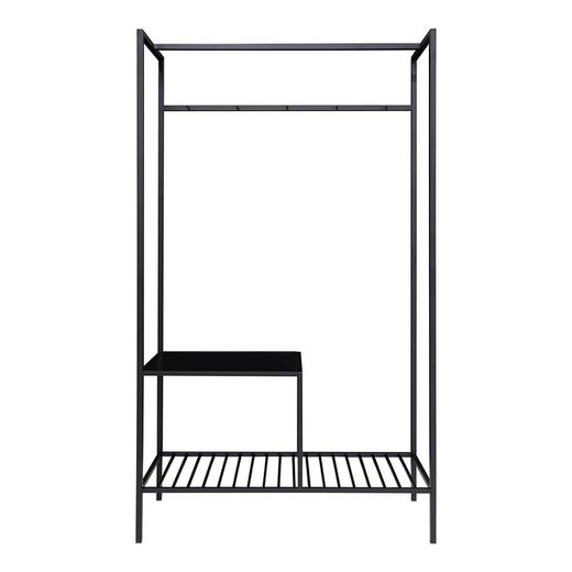 Staande kapstok van staal en hout in zwart, 101 x 38 x 170 cm | Leven