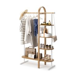 Στάση παλτό από φυσικό και λευκό ευκάλυπτο, 106 x 39 x 167 cm | Bellwood