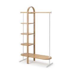 Cabide em eucalipto natural e branco, 106 x 39 x 167 cm | Bellwood