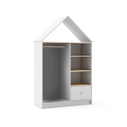 Porte-manteau en pin de couleur blanc et naturel, 110 x 45 x 180 cm | Stéphanie