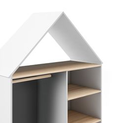 Porte-manteau en pin de couleur blanc et naturel, 110 x 45 x 180 cm | Stéphanie