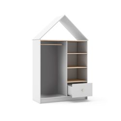 Porte-manteau en pin de couleur blanc et naturel, 110 x 45 x 180 cm | Stéphanie