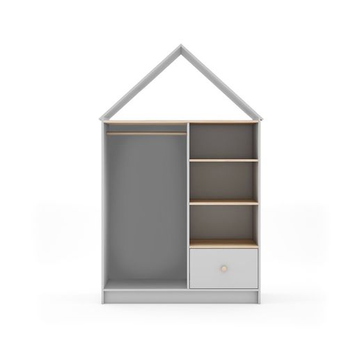 Porte-manteau en pin de couleur blanc et naturel, 110 x 45 x 180 cm | Stéphanie