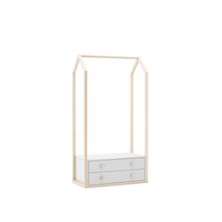 Portemanteau blanc et pin naturel, 80 x 40 x 170 cm | Esteban