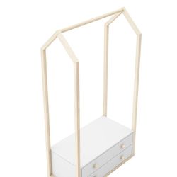 Portemanteau blanc et pin naturel, 80 x 40 x 170 cm | Esteban