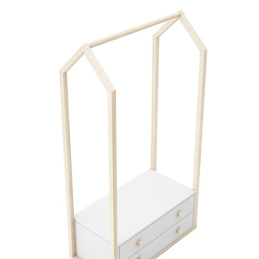 Portemanteau blanc et pin naturel, 80 x 40 x 170 cm | Esteban