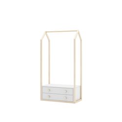 Portemanteau blanc et pin naturel, 80 x 40 x 170 cm | Esteban