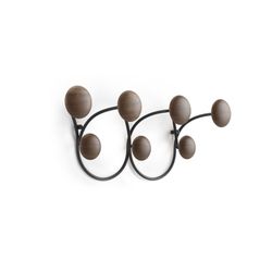 Pine and steel coat rack in black and natural, 43 x 10 x 17 cm | Dotsy
