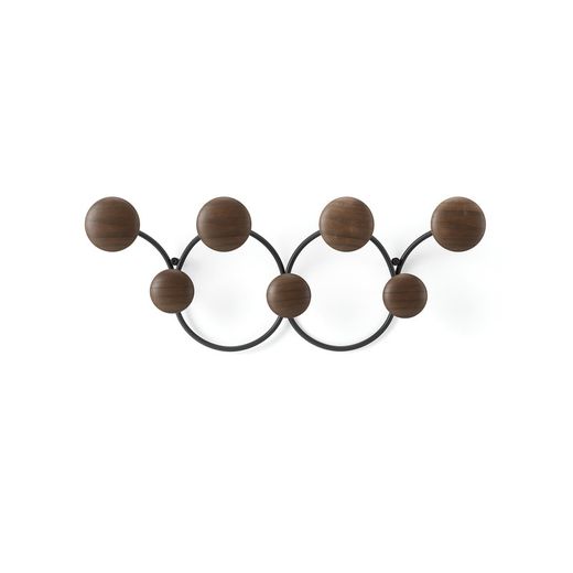 Pine and steel coat rack in black and natural, 43 x 10 x 17 cm | Dotsy