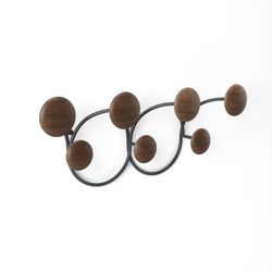 Pine and steel coat rack in black and natural, 43 x 10 x 17 cm | Dotsy