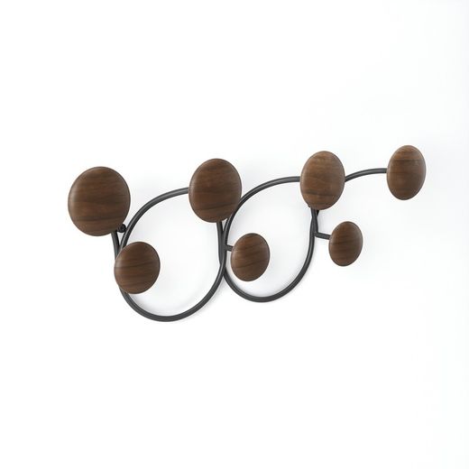 Pine and steel coat rack in black and natural, 43 x 10 x 17 cm | Dotsy