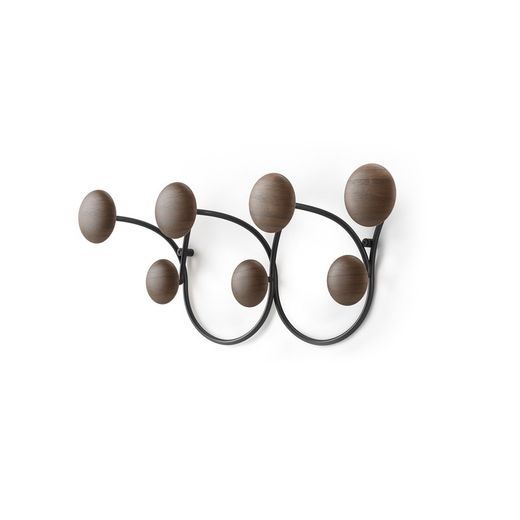 Pine and steel coat rack in black and natural, 43 x 10 x 17 cm | Dotsy