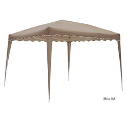 Pérgola Plegable de Acero Blanca/Topo, 300x300x250 cm
