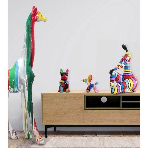 Escultura perro globo de poliresina multicolor XS  27 x 10 x 26 cm