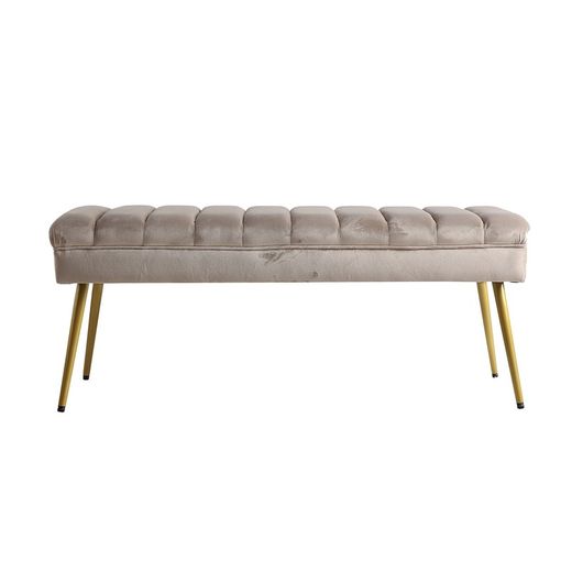 Pie de cama de terciopelo topo, 110 x 40 x 43 cm | Lari