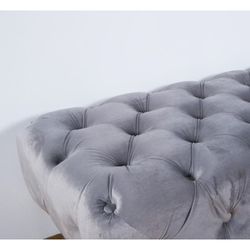 Grå vadderad sängfot och metallben 120 * 46 * 40 cm