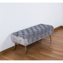 Grå vadderad sängfot och metallben 120 * 46 * 40 cm