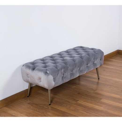 Grå vadderad sängfot och metallben 120 * 46 * 40 cm