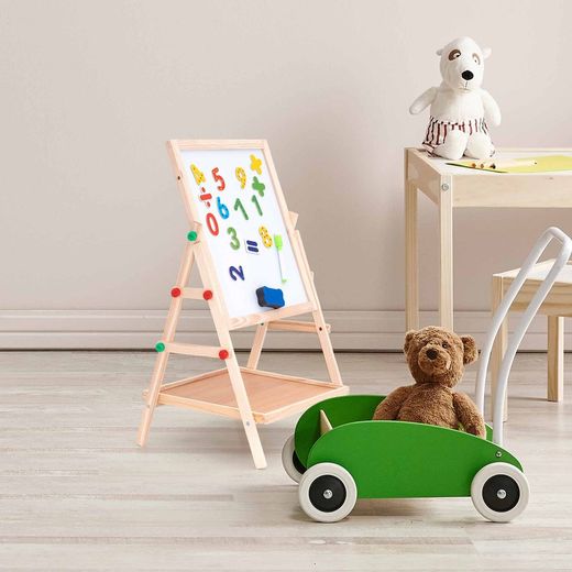 Pizarra magnética montessori de pino en natural, 37 x 35 x 65 cm | Harvard