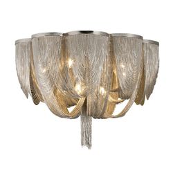 Plafon metalowy Minerva srebrny z 10 lampkami, Ø68x50cm