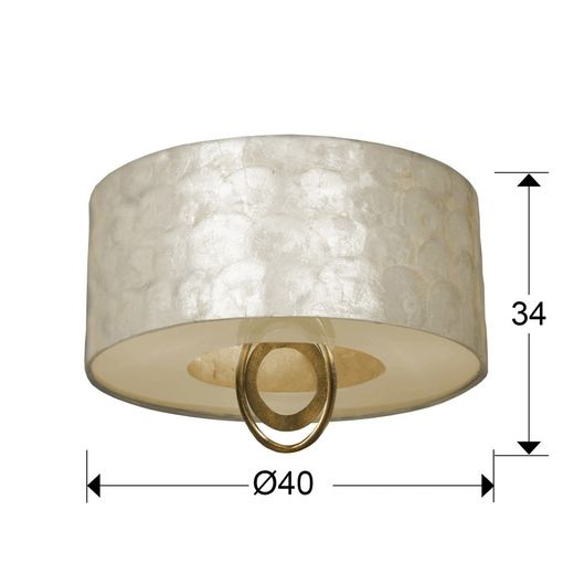 3-light ceiling lamp in Metal, Gold Leaf and Eden White Mother-of-Pearl, Ø40x34cm