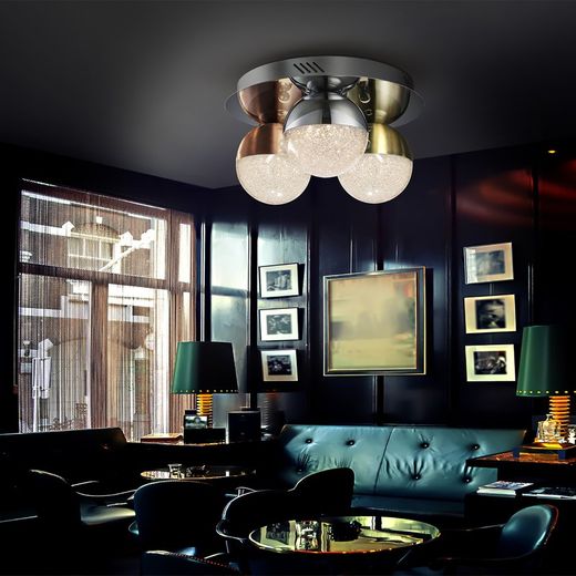 Deckenleuchte mit 3 LED-Metallkugelleuchten, Ø30x15cm