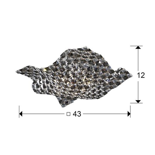 4-punktowa lampa sufitowa S z metalu i satynowego szkła, 43x43x12cm