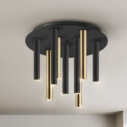 Lampa sufitowa 9 świateł Led Metal Varas Złoto/Czarne, Ø42x35cm