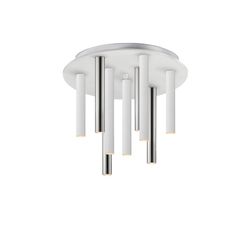 Lampa sufitowa z 9 metalowych prętów Led srebrno-biała, Ø42x35cm