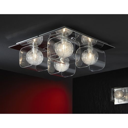 Eclipse Metal and Glass 4-punktowa lampa sufitowa, 42x42x15cm