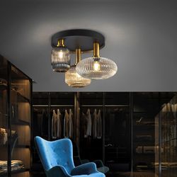Lampa sufitowa z 3 światłami z wielokolorowego szkła i metalu, Ø 56 x 35 cm | Reguła