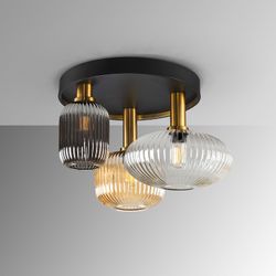 Lampa sufitowa z 3 światłami z wielokolorowego szkła i metalu, Ø 56 x 35 cm | Reguła