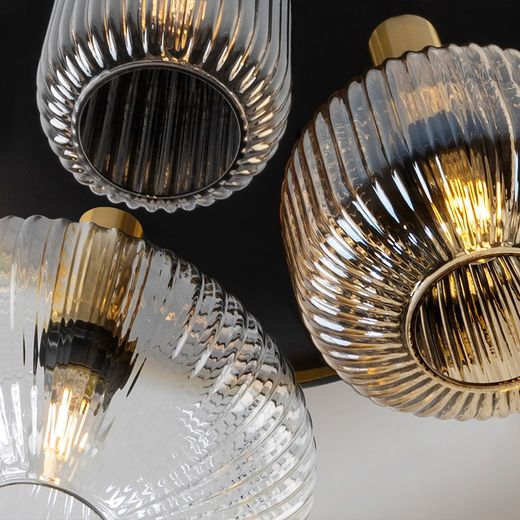 Lampa sufitowa z 3 światłami z wielokolorowego szkła i metalu, Ø 56 x 35 cm | Reguła