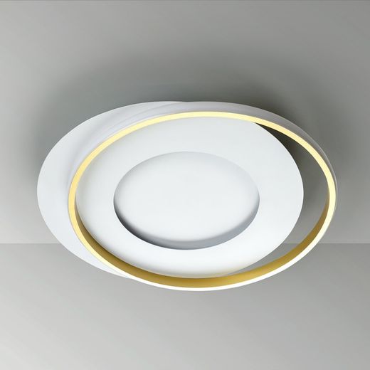 LED-Deckenleuchte aus Metall und goldfarbenem Aluminium, 58 x 50 x 6 cm | Gliedmaßen