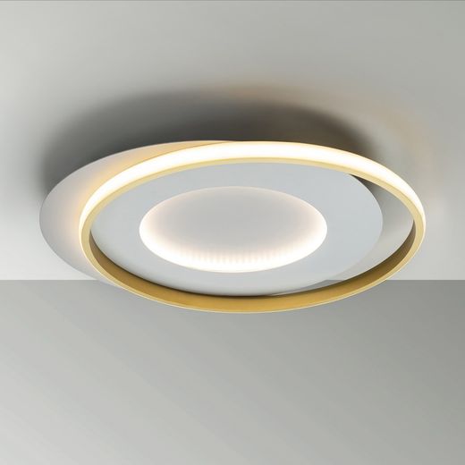 LED-Deckenleuchte aus Metall und goldfarbenem Aluminium, 58 x 50 x 6 cm | Gliedmaßen