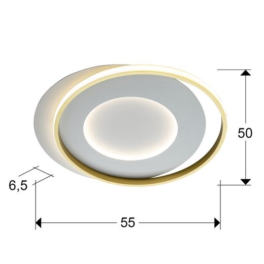 LED-Deckenleuchte aus Metall und goldfarbenem Aluminium, 58 x 50 x 6 cm | Gliedmaßen